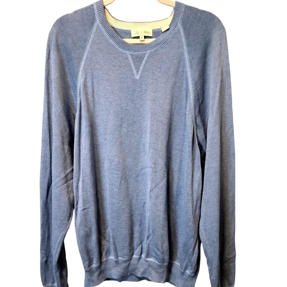 Peter Millar Mens XL‎ Crew Neck Long Sleeve Sweater Silk Cotton Cashmere Blue